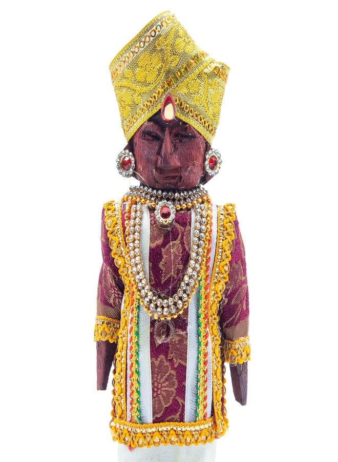 Swaha Marapachi Raja Rani Wooden Doll (20Cm Height) | bommala koluvu Dolls | pattada gombe with Dress | Navratri Special Dolls - Image 4